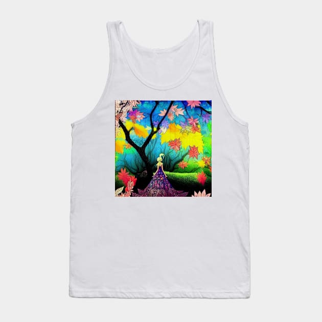 Anime Princess in Colourful Forrest - Colourful Artwork Tank Top by Wear it Proudly